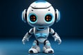 3Drendered adorable robot, AI chat bot, white system design