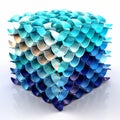 3Drendered fish scale cube isolated on a white background, Ai Generated