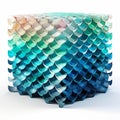 3Drendered fish scale cube isolated on a white background, Ai Generated