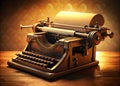 A 3DRendered Vintage Stenography Machine A Glimpse into the Retro Office of the Past Featuring Antique Typewriter Paper Royalty Free Stock Photo