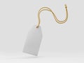 3drendering of Blank tag tied with brown string. Price tag, gift tag, clipping path included
