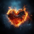 3Drendering Heart in fire, a striking image with ice