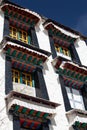 Detail of the architecture at Drepung Monastery Lhasa Tibet