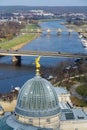 Dresden aerial view, river Elbe and Academy of fine arts