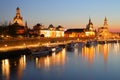 Dresden at night - BrÃÂ¼hl`s Terrace. Saxony, Germany, Europe. Royalty Free Stock Photo