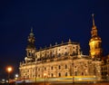 Dresden castle or Royal Palace by night with tram, Royalty Free Stock Photo