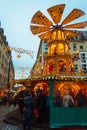 Dresden Christmas fairground attractions downtown street Germany