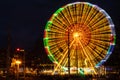 07.12.2019 Dresden. Christmas market in Dresden. A view of the Ferris wheel with a long exposure. Beautifully frozen wheel