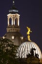 Dresden Frauenkirche at night with academy of art in front Royalty Free Stock Photo