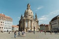 Dresden Frauenkirche. View of the square near Dresden Frauenkirche. European tourism landscape