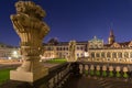 Dresden, Germany - April 19, 2019: Beautiful architecture of the Zwinger palace in Dresden at night, Saxony. Germany Royalty Free Stock Photo