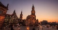 Dresden, Germany. Cathedral of the Holy Trinity or Hofkirche at dusk Royalty Free Stock Photo