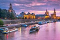 Dresden, Germany cityscape of cathdedrals over the Elbe River