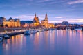 Dresden, Germany cityscape of cathdedrals over the Elbe River