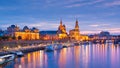 Dresden, Germany cityscape of cathdedrals over the Elbe River Royalty Free Stock Photo