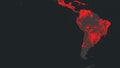 Dresden, Germany - February 2, 2023: Map of South America, Brazil and Amazon river on NASA FIRMS satellite wildfire detection