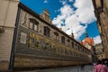 Dresden, Germany: Furstenzug -Procession of Princes, 1871-1876, 102 meter, 93 people- is a giant mural decorates the wall