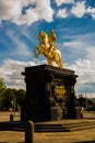 Dresden, Germany: The Golden Rider - Goldener Reiter. It is a gilded equestrian statue of Augustus the Strong from 1743, one of Royalty Free Stock Photo
