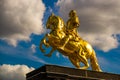 Dresden, Germany: The Golden Rider - Goldener Reiter. It is a gilded equestrian statue of Augustus the Strong from 1743, one of Royalty Free Stock Photo