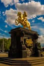 Dresden, Germany: The Golden Rider - Goldener Reiter. It is a gilded equestrian statue of Augustus the Strong from 1743, one of Royalty Free Stock Photo