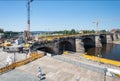 Renovation of old bridge in Dresden Royalty Free Stock Photo