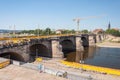 Renovation of Augustus Bridge in Dresden Royalty Free Stock Photo