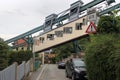 Dresden, Germany - July 29, 2023: Schwebebahn Dresden, one of the oldest suspension railways in the world. The suspended funicular Royalty Free Stock Photo