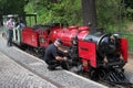 Dresden, Germany - July 23, 2023: The steam locomotive of the Dresden Park Railway