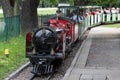 Dresden, Germany - July 23, 2023: The steam locomotive of the Dresden Park Railway