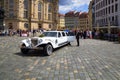 Wedding with long white limousine Royalty Free Stock Photo