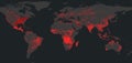 Dresden, Germany June 9, 2023: World map on NASA FIRMS satellite wildfire detection service showing wildfires as red dots over Royalty Free Stock Photo