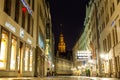 23.01.2018 Dresden, Germany - Neumarkt near Frauenkirche at night in Dresden, Germany Royalty Free Stock Photo