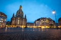 23.01.2018 Dresden, Germany - The Neumarkt square and Frauenkirche Church of Our Lady in Dre Royalty Free Stock Photo