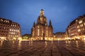 23.01.2018 Dresden, Germany - The Neumarkt square and Frauenkirche Church of Our Lady in Dre Royalty Free Stock Photo