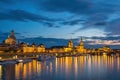 Dresden Germany, night city skyline at Elbe River Royalty Free Stock Photo