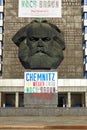 Chemnit, Germany - october 11, 2018: sightseeings of Germany. Historical buildings and streets of Chemnitz. Karl Marx Monument in Royalty Free Stock Photo