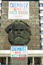 Chemnitz, Germany - october 11, 2018: sightseeings of Germany. Historical buildings and streets of Chemnitz. Karl Marx Monument  i Royalty Free Stock Photo