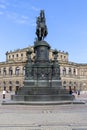 Semperoper, famous opera house and Equestrian statue of King Jan Wettin located on Theatre Square, Dresden, Germany Royalty Free Stock Photo