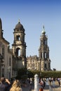 DRESDEN, GERMANY - SEPTEMBER 17: People walk in the center of Old town, near Holy Trinity or Hofkirche