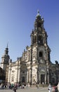 DRESDEN, GERMANY - SEPTEMBER 17: People walk in the center of Old town, near Holy Trinity or Hofkirche