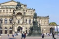 Semperoper  famous opera house and Equestrian statue of King Jan Wettin located on Theatre Square  Dresden  Germany Royalty Free Stock Photo