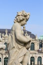 18th century baroque Zwinger Palace, sculpture at the top of Long gallery, Dresden, Germany