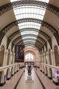 Dresden main railway station Hauptbahnhof Hbf in Germany Deutsche Bahn DB symmetrical portrait format