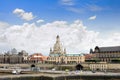Dresden panorama from Elbe bridge. Royalty Free Stock Photo