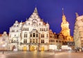 Dresden panorama at night, with Hofkirche cathedral