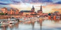 Dresden panorama at sunset, Germany Royalty Free Stock Photo