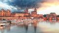 Dresden panorama at sunset, Germany Royalty Free Stock Photo