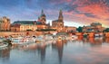 Dresden panorama at sunset, Germany Royalty Free Stock Photo