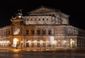 Semper opera in Dresden in Germany at night Royalty Free Stock Photo