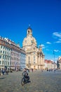 Dresden, Saxony, Germany - June 1, 2022: View of historical center, Church of our Lady and Neumarkt square in downtown of Dresden Royalty Free Stock Photo